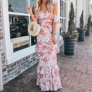 Wayf Milan Floral Ruffle Cut-Out Dress